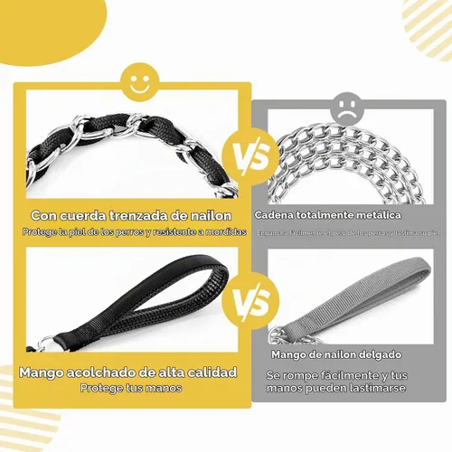 Vista 6 de Correa de Cadena para Perro a Prueba de Mordeduras, Correa de Cadena de Metal y Cuerda de Nylon para Perro con Mango Acolchado, Correas Resistentes