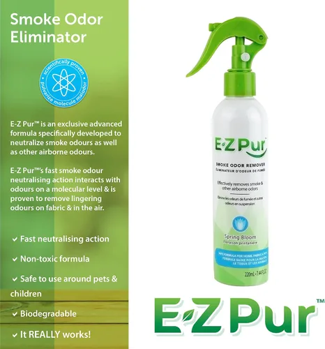 Vista 2 de E-Z Pur - Removedor de olores de humo, elimina perfectamente el olor fuerte, deja atrás aromas frescos y limpios, seguro para personas y mascotas