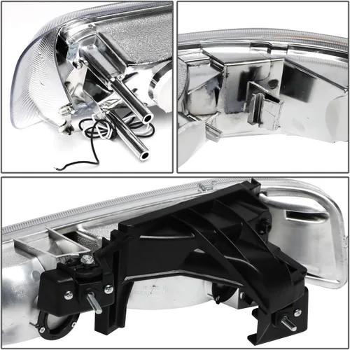 Vista 4 de DNA Motoring HL-LB-CSIL99-CH-AM Par de carcasas cromo ámbar LED DRL. Faros delanteros de repuesto para Silverado 99-02