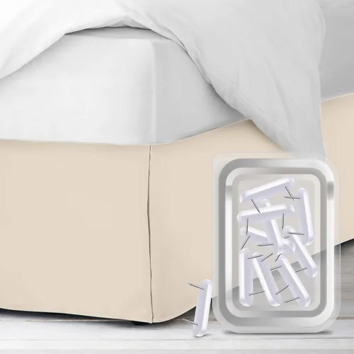 Vista 9 de Faldón de cama con 8 seguros, antipolvo, para cama tamaño queen. Faldones de microfibra con caída de 36 cm (14 pulgadas). Gris carbón