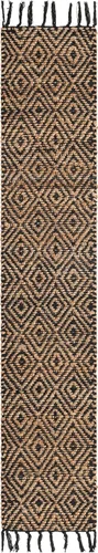 Vista 4 de Unique Loom Alfombra trenzada de la colección de yute - Assam (1' 2" x 6' 1", camino de mesa, negro/natural)