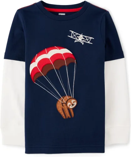 Vista 18 de Gymboree - Camisetas de manga larga con bordado gráfico para niños y niños pequeños, diseño de otoño y festivo Oso de trapo de manzana