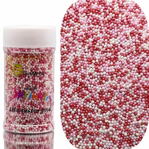 Vista 25 de SE Si&Moos Pink Nonpareil Sprinkles - Mini perlas comestibles de 0.079 in Rosa bebé