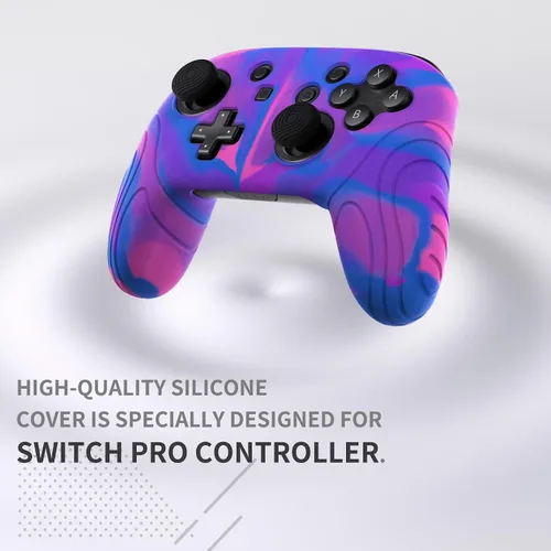 Vista 3 de PlayVital Samurai Edition - Funda protectora ergonómica de silicona para Nintendo Switch Pro, suave y antideslizante, protector de agarre