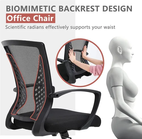 Vista 5 de Silla ergonómica de oficina, silla de escritorio para el hogar, silla de malla con respaldo medio, silla giratoria para computadora, silla ejecutiva