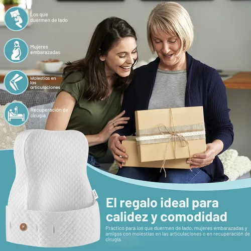 Vista 7 de Almohada de rodilla para personas que duermen de lado Alineación de columna vertebral y soporte de cadera con espuma viscoelástica ajustable
