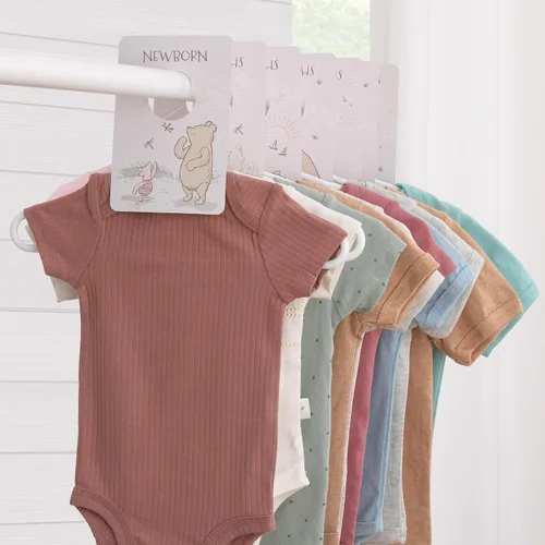 Vista 2 de NoJo Disney Classic Winnie The Pooh - Divisores de armario para bebé, color marfil, bronceado y salvia, juego de 7 para recién nacidos a 24 meses
