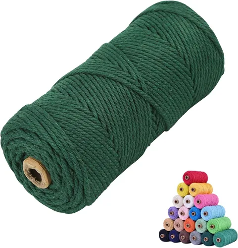 Vista 33 de Cordón de algodón para macramé 3mm x 109 yardas, cuerda de macramé natural color beige, suministros perfectos de algodón para macramé, para hacer
