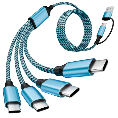Vista 14 de Cable divisor USB C multi carga para múltiples dispositivos, cable de carga rápido 4 en 1, cable de carga de teléfono USB C trenzado con 4