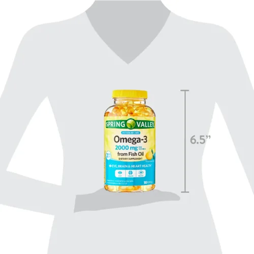 Vista 4 de Spring Valley Omega 3 Aceite de pescado máximo 2000 mg 180 cápsulas blandas + pegatina me Gusta