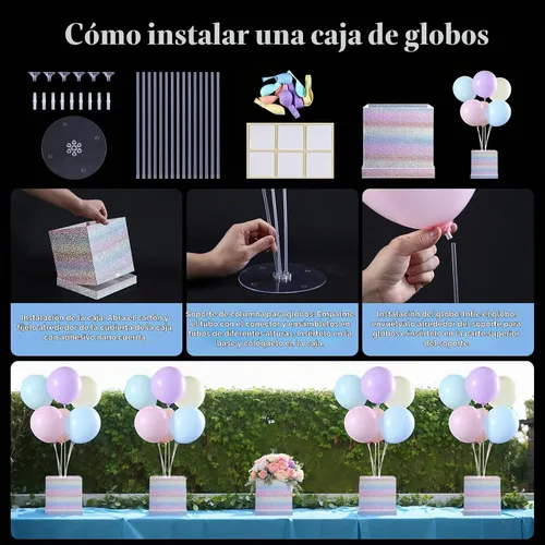 Vista 7 de Centros de mesa de globos pastel, soporte de globos arcoíris para mesa, baby shower, unicornio, fiesta de cumpleaños, decoración de mesa