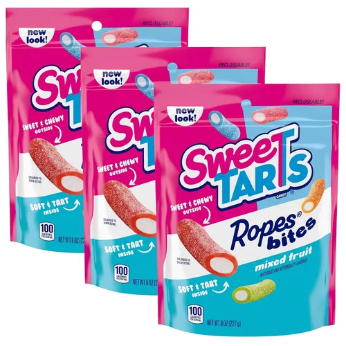 Vista 15 de SweeTarts Gomitas Fruity Splitz, caramelo, dulce y agridulce, bolsa resellable, 9 oz