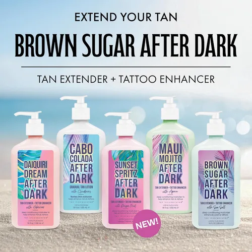 Vista 6 de Brown Sugar Loción bronceadora sumergida en la oscuridad, bronceador doble oscuro 400X con ácido hialurónico, colágeno y potenciadores de tatuajes