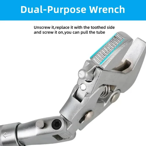 Vista 16 de Llave ajustable Flexhead, llaves de media luna de trinquete de 10 a 12 pulgadas con vástago de extensión retráctil y llave ajustable de cabeza