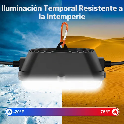 Vista 7 de 50 pies de luces LED de cadena para construcción, 75W súper brillantes 7500LM con enchufe, luces de trabajo de cadena enlazables, 5000K impermeables