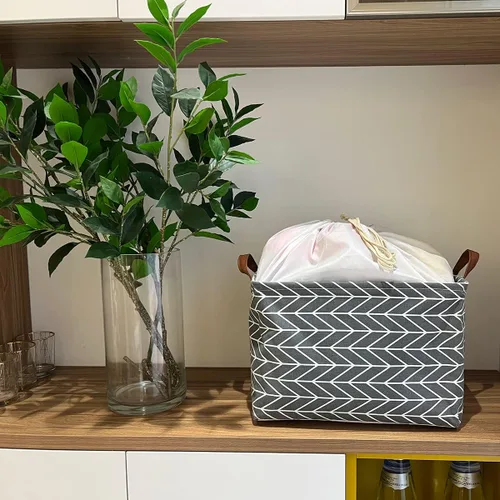 Vista 3 de CLOCOR Cesta de almacenamiento rectangular, cesta de almacenamiento plegable con bonito patrón, caja de almacenamiento de revestimiento impermeable
