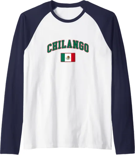 Vista 3 de Camiseta de béisbol raglán con bandera de México para hombre, Negro