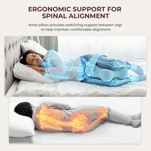 Vista 3 de Almohada de rodilla para dormir de lado, soporte equilibrado de espuma viscoelástica para aliviar el dolor de cadera y ciática, almohada de piernas