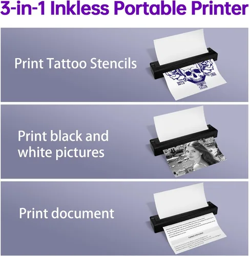 Vista 3 de Máquina impresora de plantillas de tatuajes, impresora portátil de transferencia de tatuajes para artistas del tatuaje y entusiastas, compatible