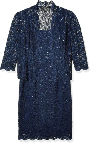 Vista 4 de Alex Evenings Women's Shift Dress with Lace Jacket (Petite and Regular)