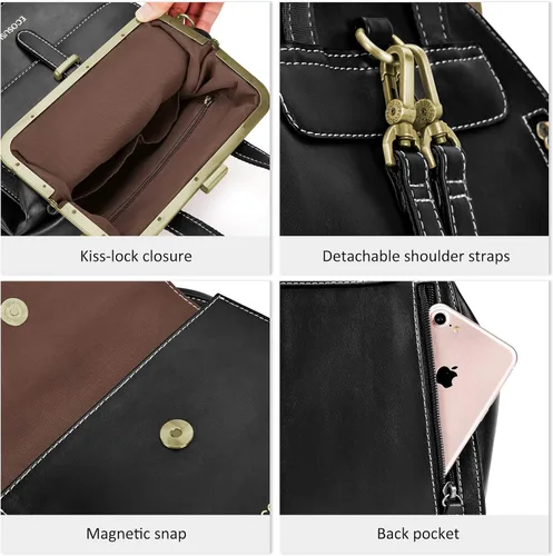 Vista 5 de ECOSUSI Mochila pequeña de piel sintética mini mochila de viaje casual para mujer