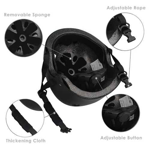 Vista 2 de Casco de bicicleta para niños, casco ajustable para niños, jóvenes y adultos, rodilleras, coderas, protectores de muñeca, equipo de protección