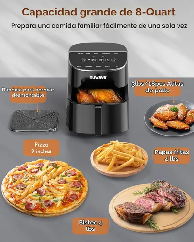 Vista 6 de Nuwave Brio Plus - Freidora de aire de 8 cuartos de galón, nuevo y mejorado, revestimiento de cerámica sin PFAS