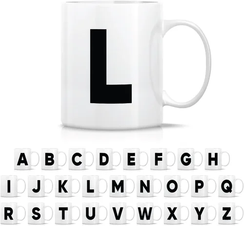 Vista 29 de Retreez Taza con monograma con monograma del alfabeto de la A a la Z con inicial, tazas de café de cerámica de 11 onzas – Agradecimiento