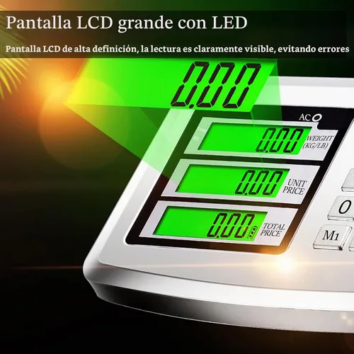 Vista 3 de Báscula de plataforma industrial de 660 libras con barandilla extraíble LB/KG para computación de peso, báscula digital, báscula de plataforma