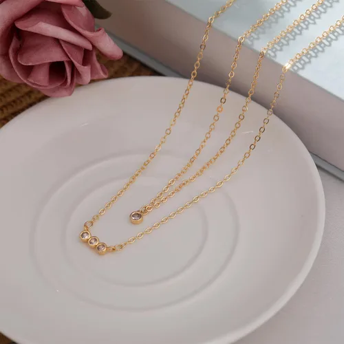 Vista 6 de ZOERAY Gold Layered Necklace for Women 14K Gold Plated Dainty Necklace Diamond Cross Heart Pearl Snake Pendant Necklace Herringbone Paperclip Chain