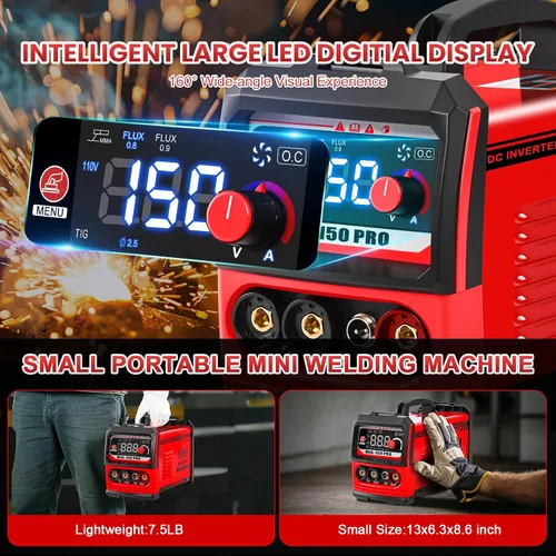 Vista 3 de Mini soldador portátil de GNI Multiproceso, MIG/TIG/Stick 3 en 1 soldadora IGBT Inverter Beginner-Friendly MIG Welder Machine with Auto-Darkening