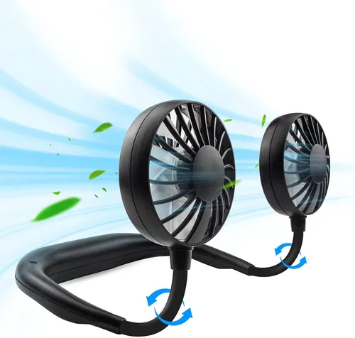 Vista 11 de Ventilador de cuello portátil recargable, ventilador personal manos libres, mini USB, con banda para el cuello, ventilador deportivo de 3 Paquete