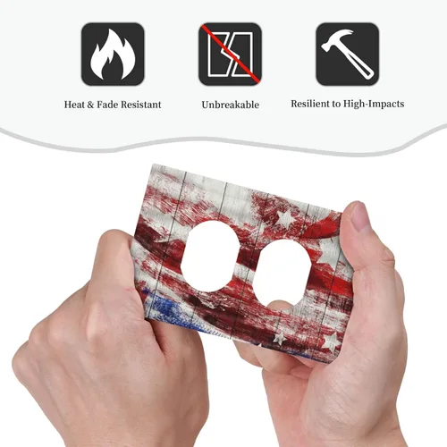 Vista 6 de Cubiertas decorativas para placa de interruptor, bandera estadounidense, receptáculo de 1 banda, placa de pared dúplex, cubierta de interruptor