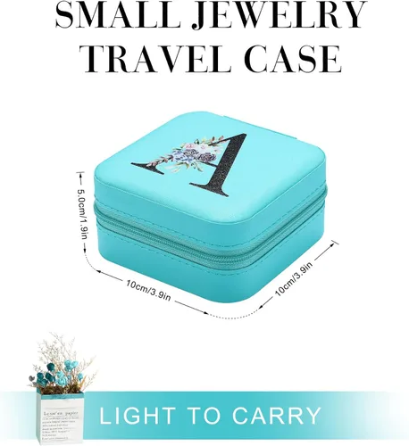 Vista 3 de Joyero de viaje para mujer, joyero azul pequeño, organizador de joyas, joyero para mujer, mini joyero, estuche de viaje imprescindible, regalos