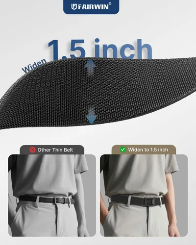 Vista 5 de FAIRWIN Cinturón de trinquete para hombre, cinturones de nylon para golf y trabajo con hebilla automática de liberación rápida, cinturón casual