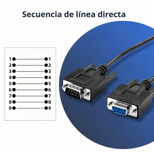 Vista 5 de Cable serial recto DB9 RS232, macho de 6 pies a hembra 9 pines recto a través del cable de extensión