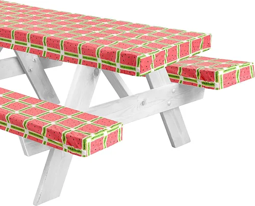 Vista 14 de LINPRO - Funda de mesa de picnic de 6 pies con fundas para bancos, fundas ajustadas de mesa de picnic de vinilo con elástico, elementos esenciales