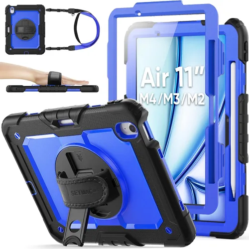 Vista 19 de SEYMAC stock Funda protectora para iPad Air de 11 pulgadas M3 2025/M2 2024 (Air 7ª/6ª generación), funda resistente con protector de pantalla