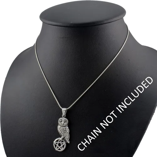 Vista 2 de WithLoveSilver - Colgante de plata de ley 925 con diseño de búho Pentáculo de Sabiduría, Wiccan Pagan, Plata esterlina