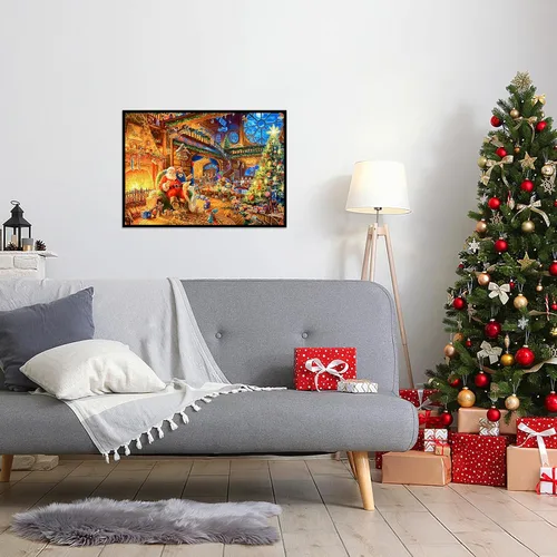 Vista 7 de Rompecabezas de Navidad de 1000 piezas, rompecabezas de Navidad de Santa Claus, rompecabezas de Navidad de Cabaña de Santa, rompecabezas de Navidad