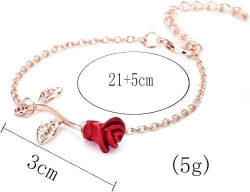 Vista 2 de WLLAY - Tobillera para mujer, diseño de flores de rosas