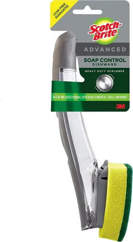 Vista 5 de Scotch-Brite avanzado - Mango de control de jabón con cepillo, fácil de usar, antimicrobiano, duradero y reutilizable; y mango de control de jabón