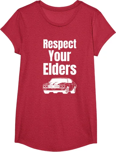 Vista 41 de Divertido regalo de auto para chicos – Respect Your Elders Classic Muscle Car Camiseta, Negro, S
