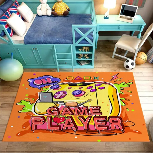 Vista 16 de Alfombras de juego para niños, adolescentes, niños, dormitorio, decoración de habitación de jugadores, alfombra de área con control de consola