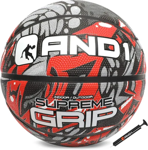 Vista 12 de AND1 Supreme Grip - Pelota de baloncesto de goma de tamaño 7 (29.5 pulgadas) con construcción de canal profundo, pelota oficial de Streetball, hecha