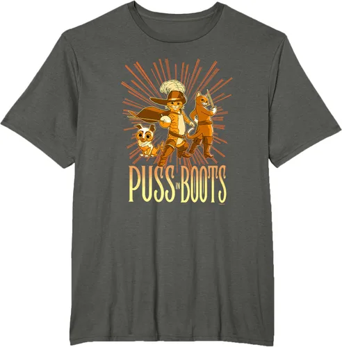 Vista 5 de DreamWorks Puss in Boots: The Last Wish Cat Trio Poster - Camiseta pequeña Negro