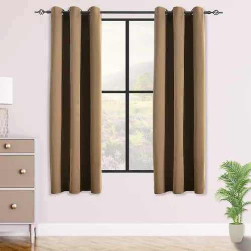 Vista 18 de Cortinas opacas para dormitorio, con aislamiento térmico y bloqueo de luz, para oscurecer la habitación, cortinas con ojales sólidos para ventana