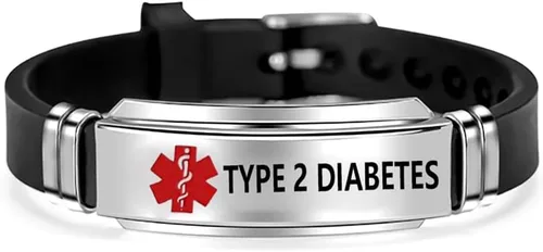 Vista 8 de NanMuc Pulsera de identificación de alerta médica roja de primeros auxilios de emergencia grabada con láser Alerta de salud ajustable pulsera