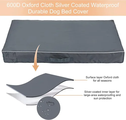 Vista 3 de Chinchilla Funda Impermeable para Cama de Perro Pesada Lavable, con Apertura de Cremallera Rellenable Funda Universal de Repuesto para Cama de Gris