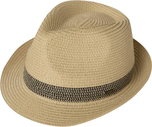 Vista 2 de Fancet Sombrero de Paja Pajarita Fedora Panamá Sol Verano Playa Sombrero Cubano Trilby Hombres Mujeres 21.7-24.0in
